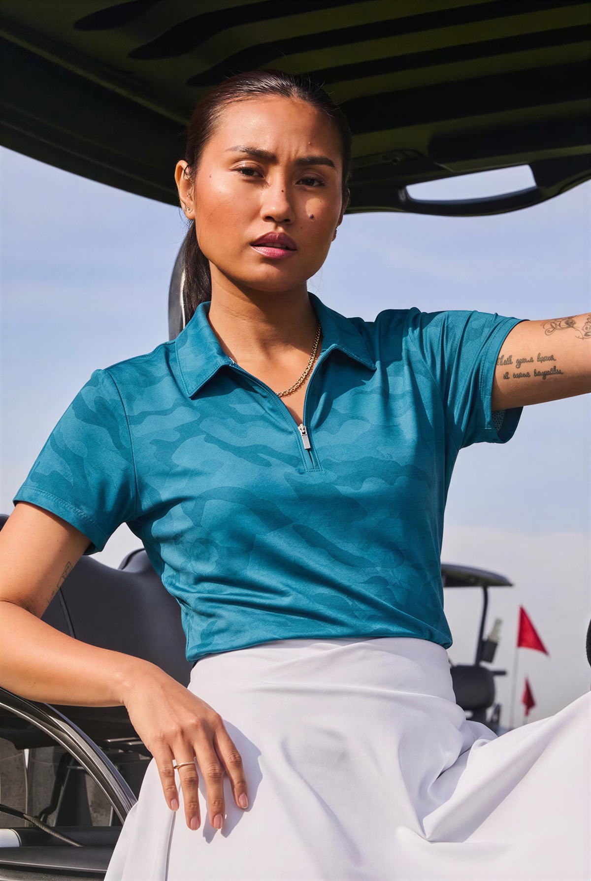 Women's Femme Camo Dry Tech Golfer Polo Shirt-2