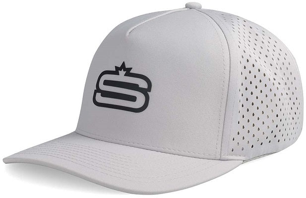 Alpha - 5 Panel Performance Cap with &quot;S&quot; Print &amp; Laser Hole Detail