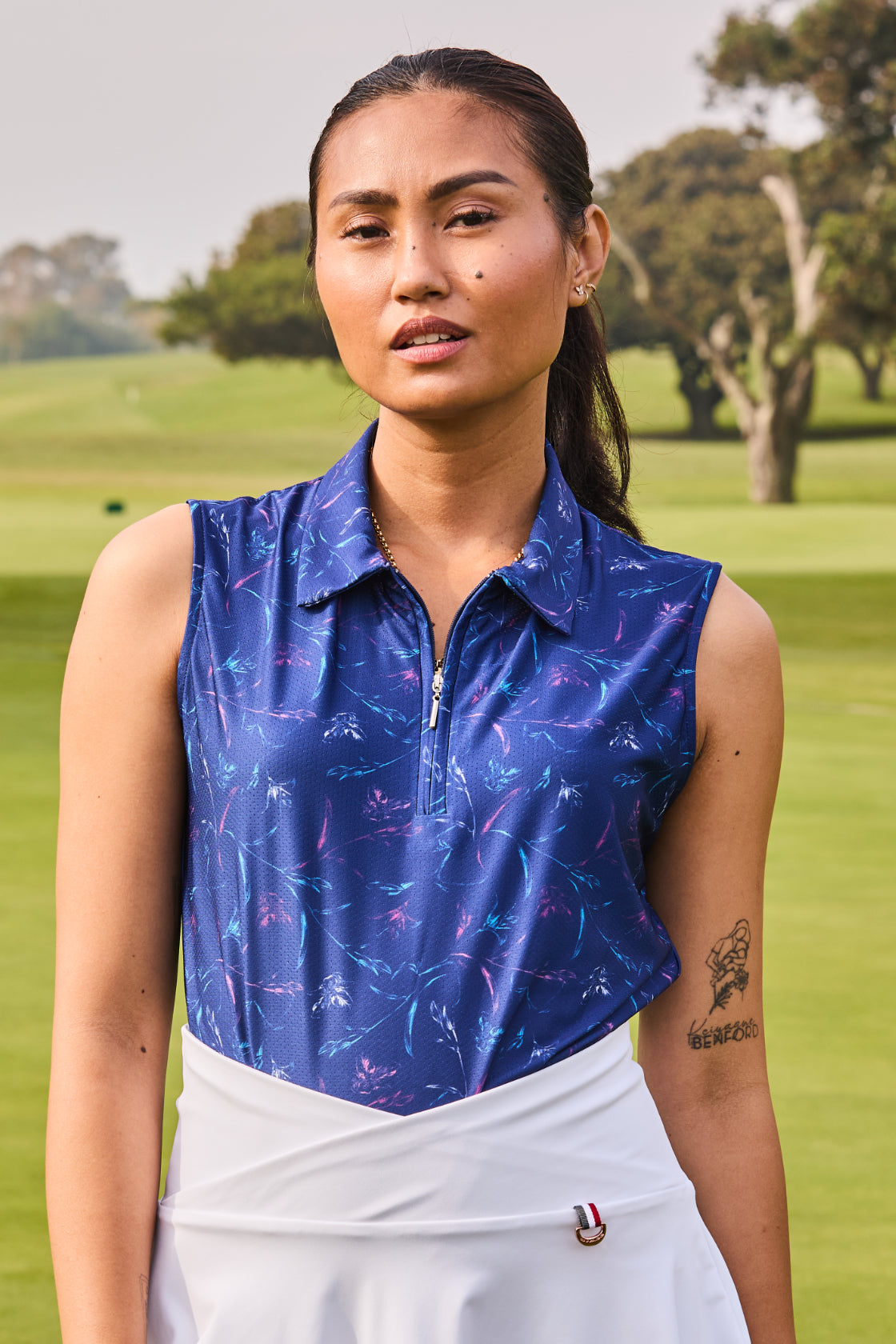 Women's Blooming Dry Tech-X Sleeveless Golfer Polo Shirt-2