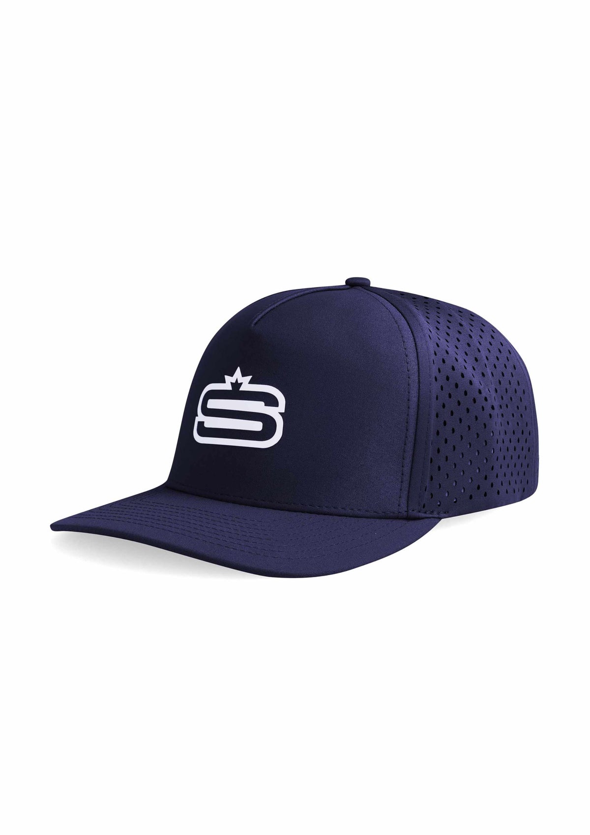 Alpha - 5 Panel Performance Cap with "S" Print & Laser Hole Detail