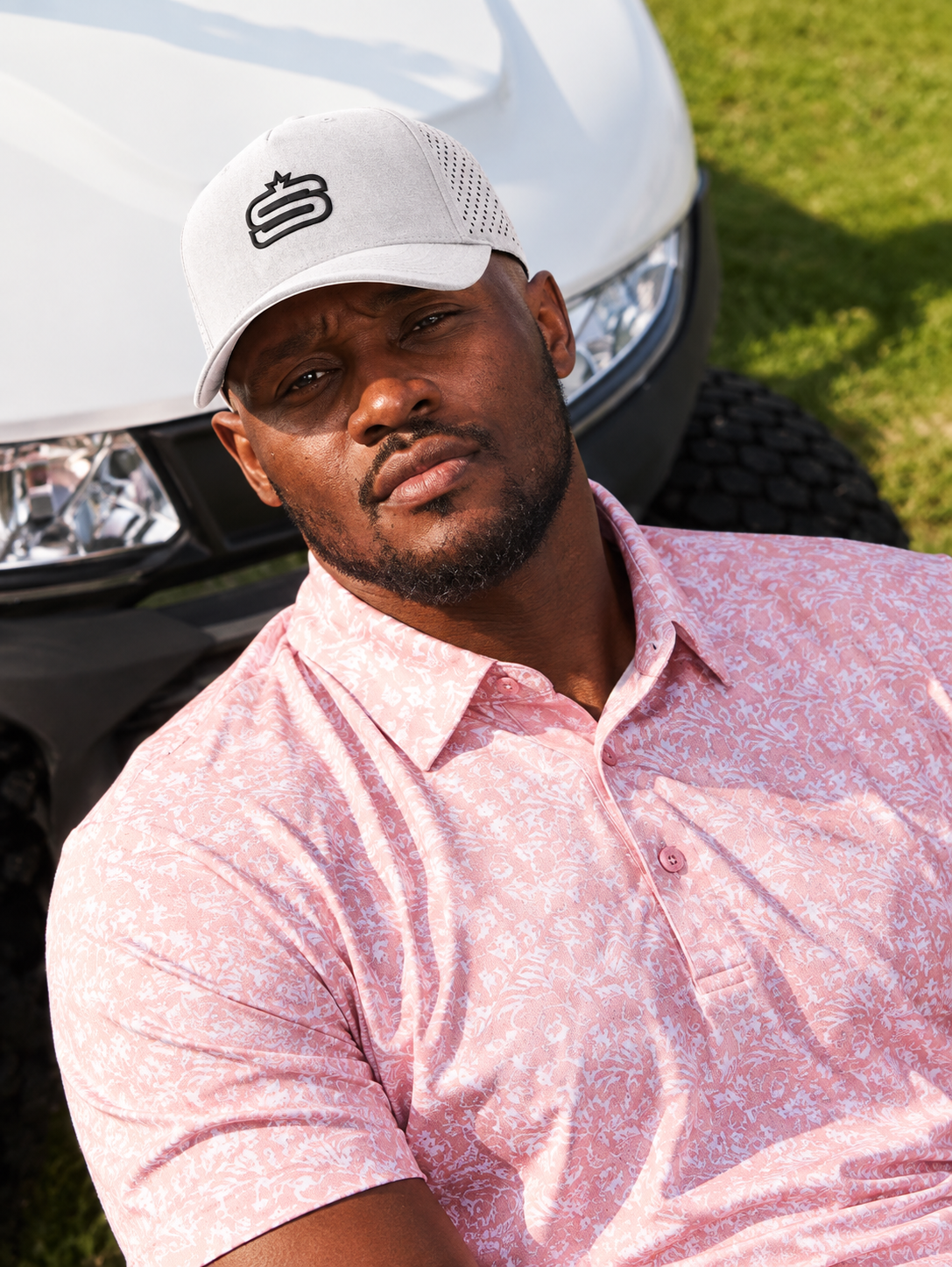 Alpha - 5 Panel Performance Cap with "S" Print & Laser Hole Detail-2
