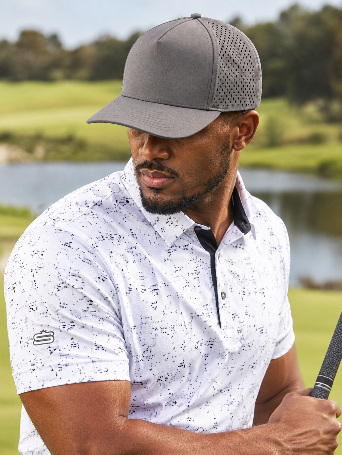 Alpha - 5 Panel Performance Cap with Laser Hole Detail-2