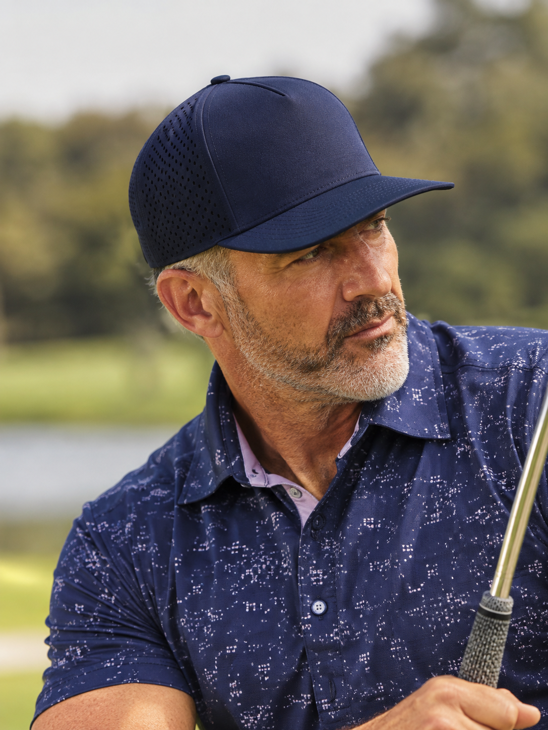 Alpha - 5 Panel Performance Cap with Laser Hole Detail-2