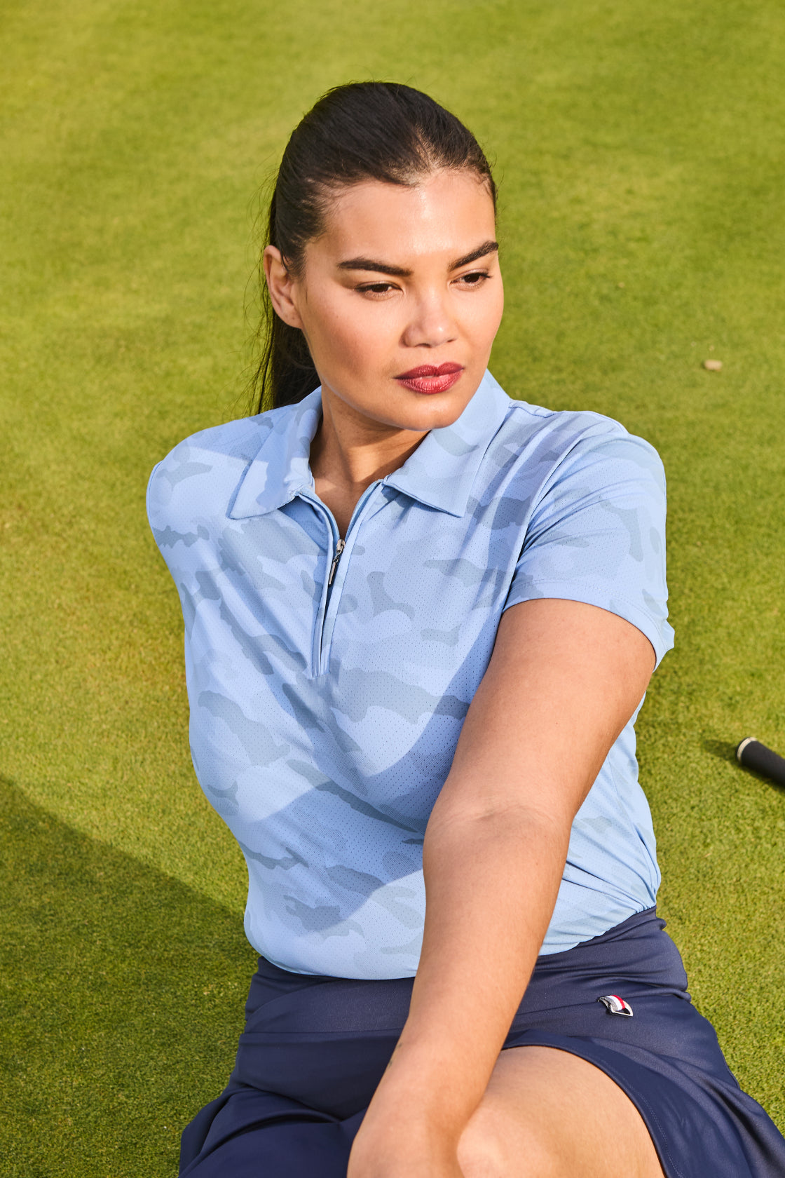 Women's Femme Camo Dry Tech Golfer Polo Shirt-2