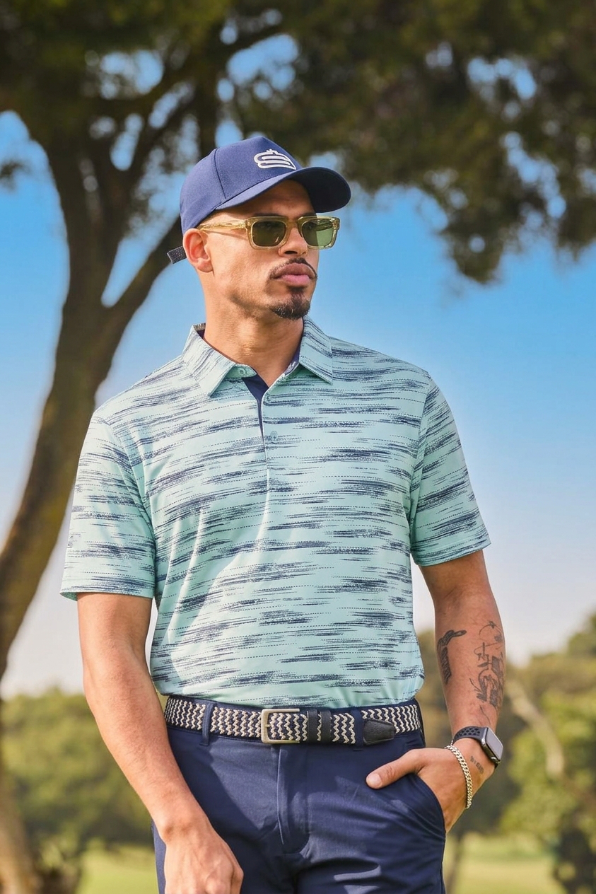 Men's Blurred Lines Dry Tech Performance Golfer Polo Shirt-2