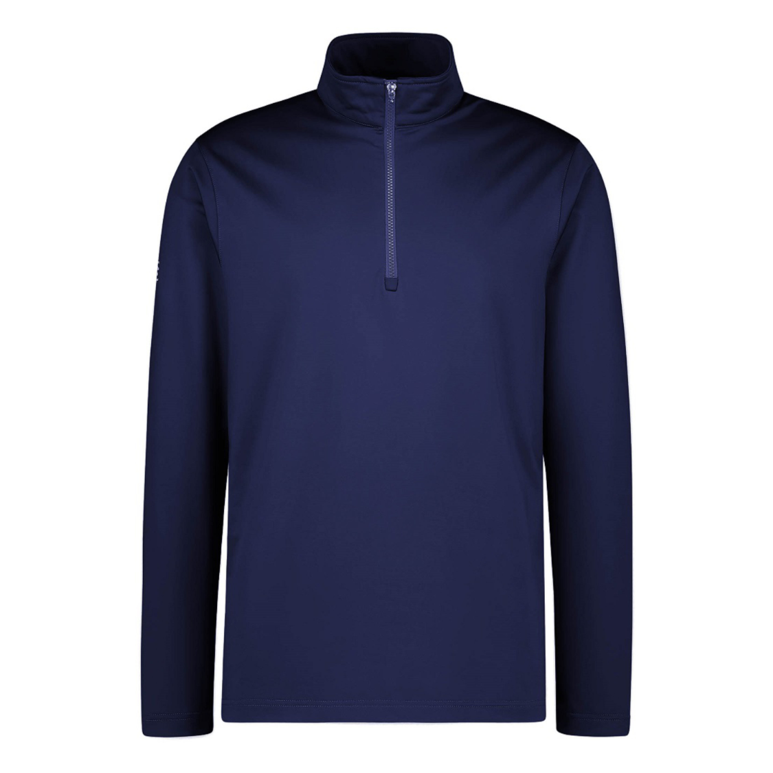 A navy blue long-sleeve quarter-zip pullover sweatshirt shown on a plain white background.