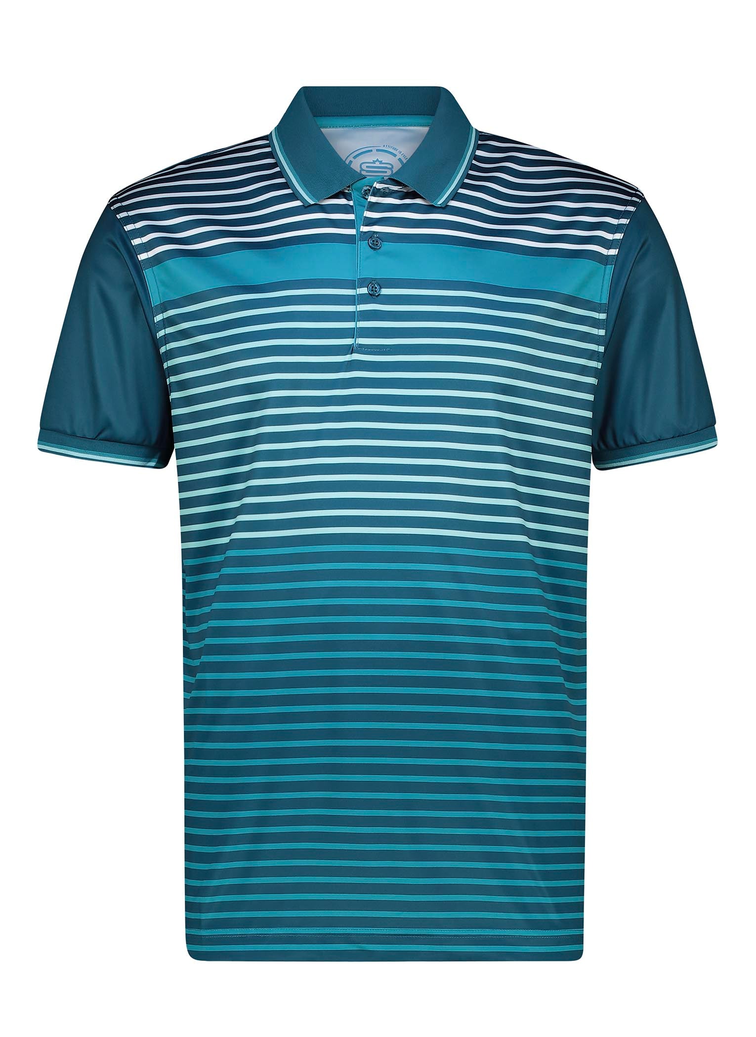 Men s Atomic Dry Tech Performance Golfer Polo Shirt M Blue Coral Capri Breeze