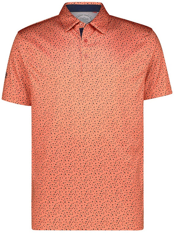Floral golf shirt, peach golf shirt, fashion polo, pantone of the year, collared shirt, ditsy floral collection- swagg 