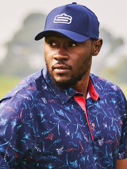 Alpha - 5 Panel Performance Cap with "S" Print & Laser Hole Detail-2
