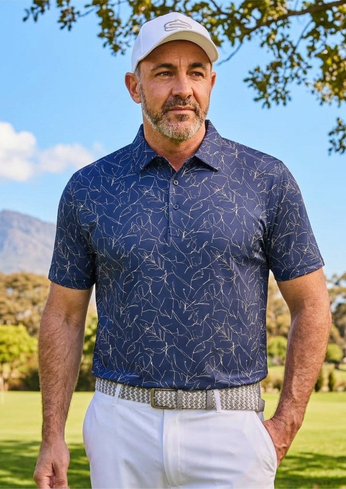 Men's Sketchy Floral Dry Tech Performance Golfer Polo Shirt-2