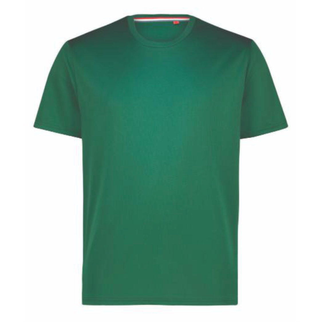 A solid green short-sleeve crewneck t-shirt displayed on a clean white background.