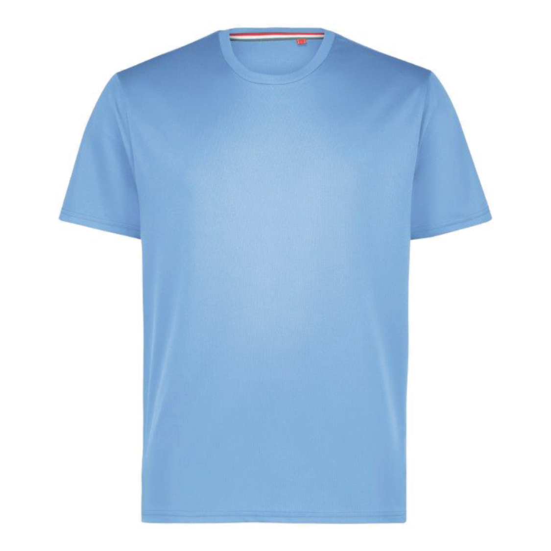 A light blue short-sleeve crewneck t-shirt displayed flat against a solid white background.