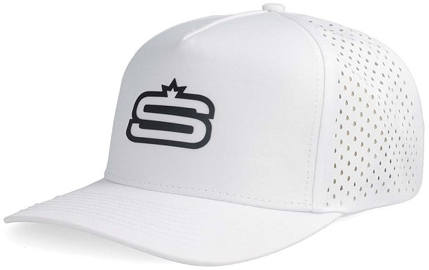 Alpha - 5 Panel Performance Cap with &quot;S&quot; Print &amp; Laser Hole Detail