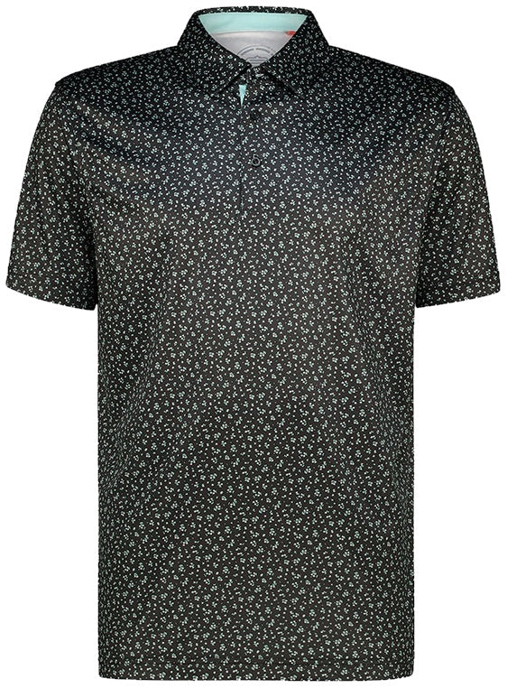 Men&#39;s Ditsy Floral Dry Tech Performance Golfer Polo Shirt