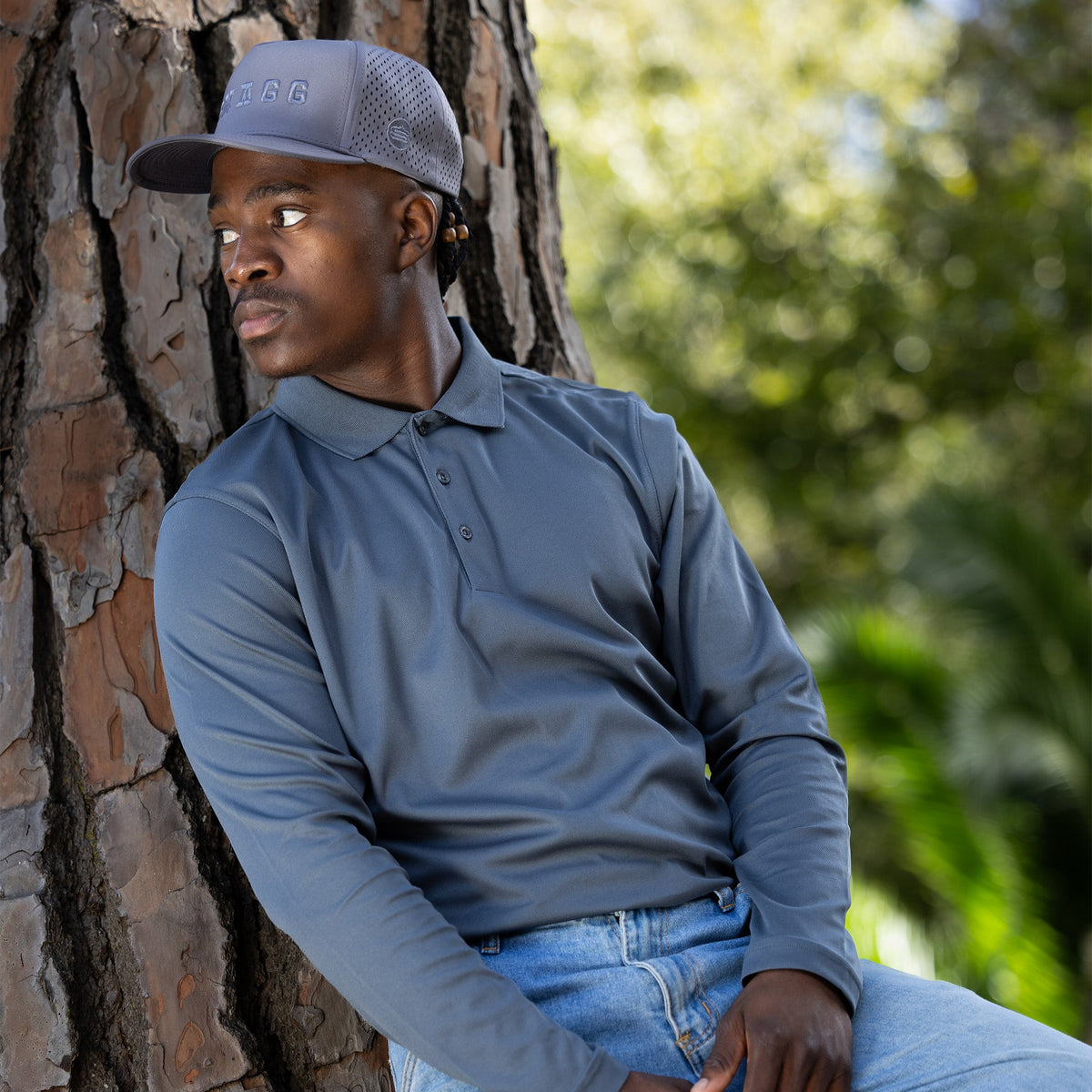 Men's Basic Performance Long Sleeve Golfer Polo Shirt-2