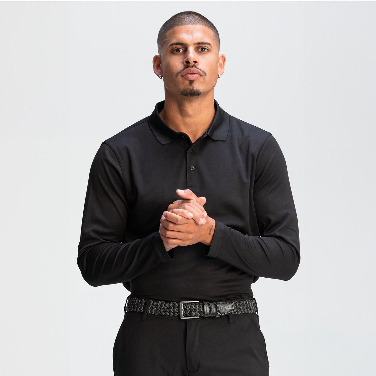 Men&#39;s Basic Performance Long Sleeve Golfer Polo Shirt