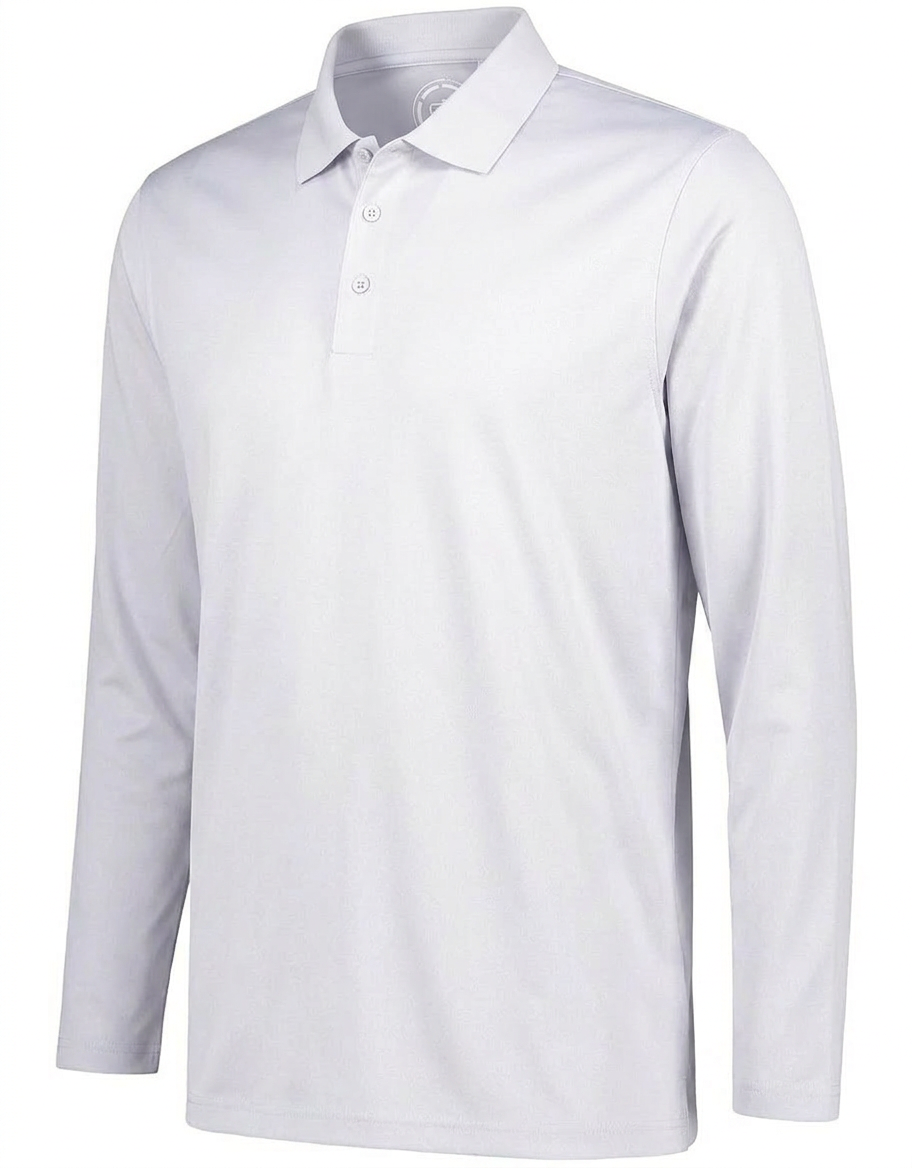 Men's Basic Performance Long Sleeve Golfer Polo Shirt-2